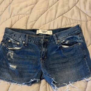 Abercrombie & Fitch Distressed Blue Denim Women Shorts